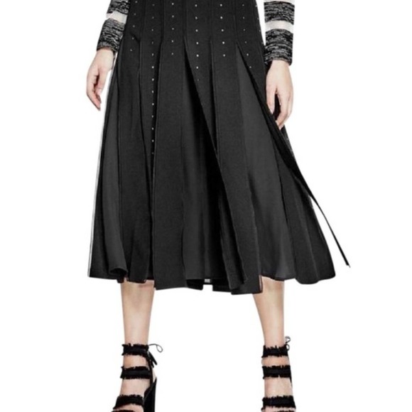 NWT GUESS Black Studded Lita Flyaway Midi Skirt - Picture 2 of 10